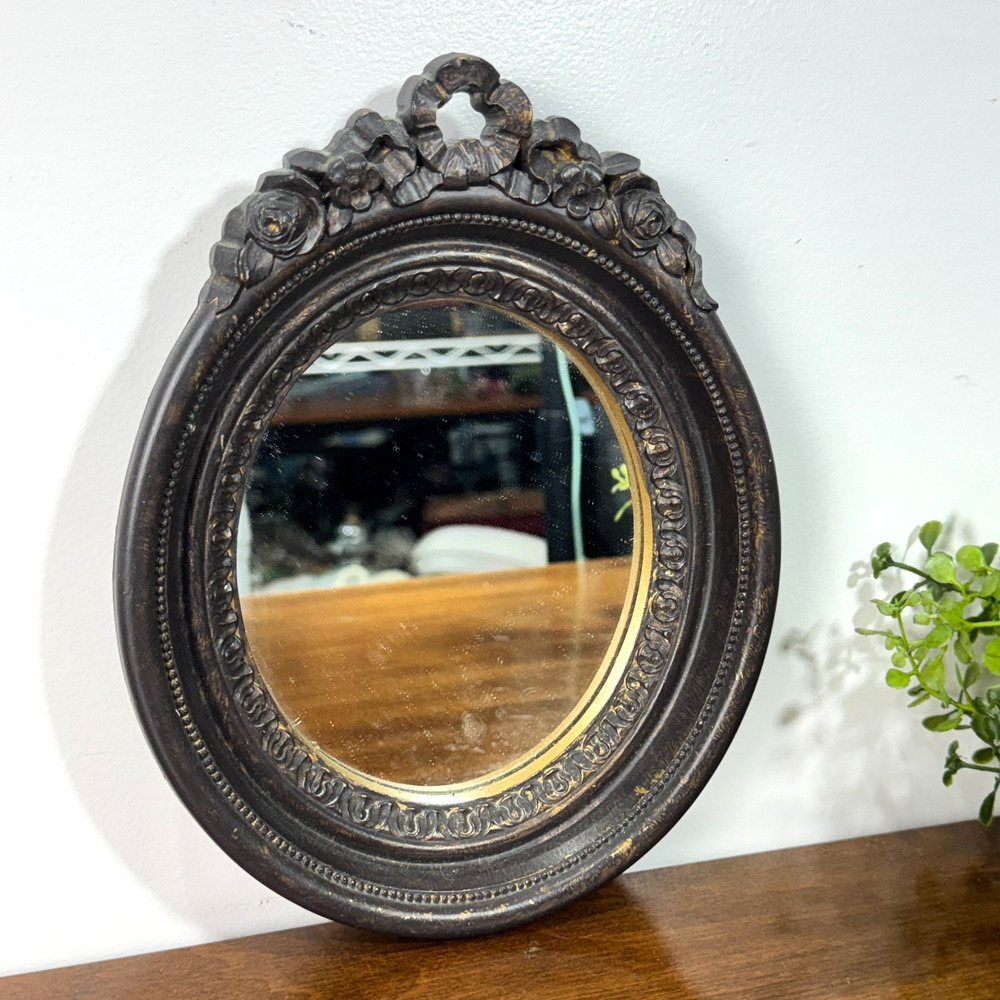 Vintage Home Interiors Ornate Frame Mirror Wall Hanger 1982 7x9"